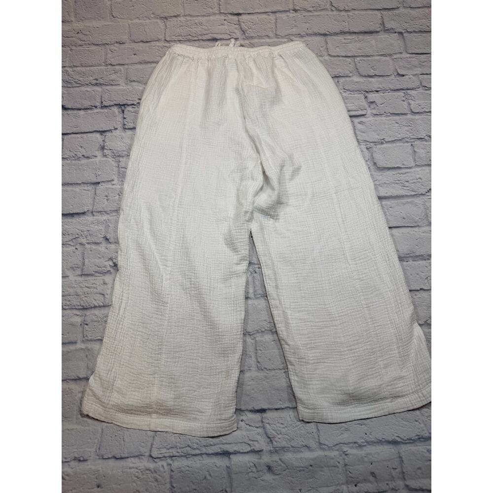 4 Our Dreamers Cropped Pants Gauzy White Elastic Waist Beach Pool Pants Coverup - Picture 3 of 3